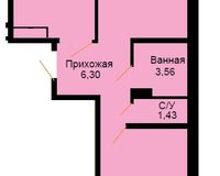 БС 1, 2-комнатная квартира 57.7 кв. м