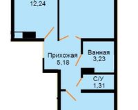 БС 2, 2-комнатная квартира 56.76 кв. м