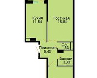 БС 3, 2-комнатная квартира 56.58 кв. м